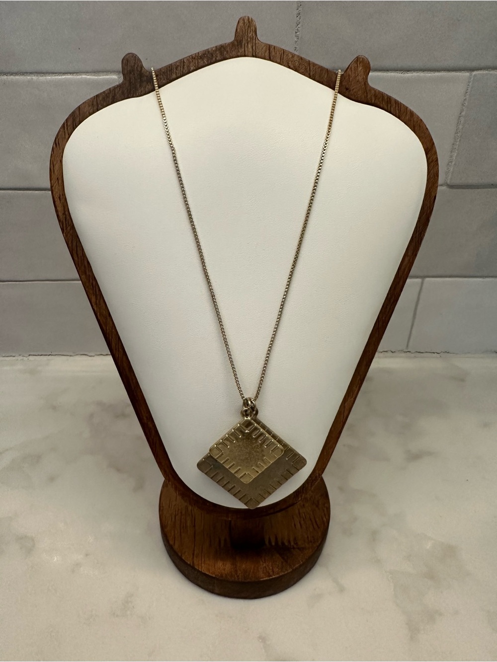 Gold/Brass-tone Geometric Pendant Necklace